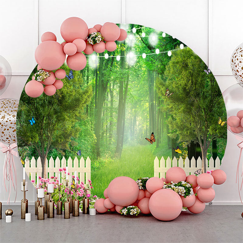 Lofaris Green Garden Floral Light Round Backdrop For Party