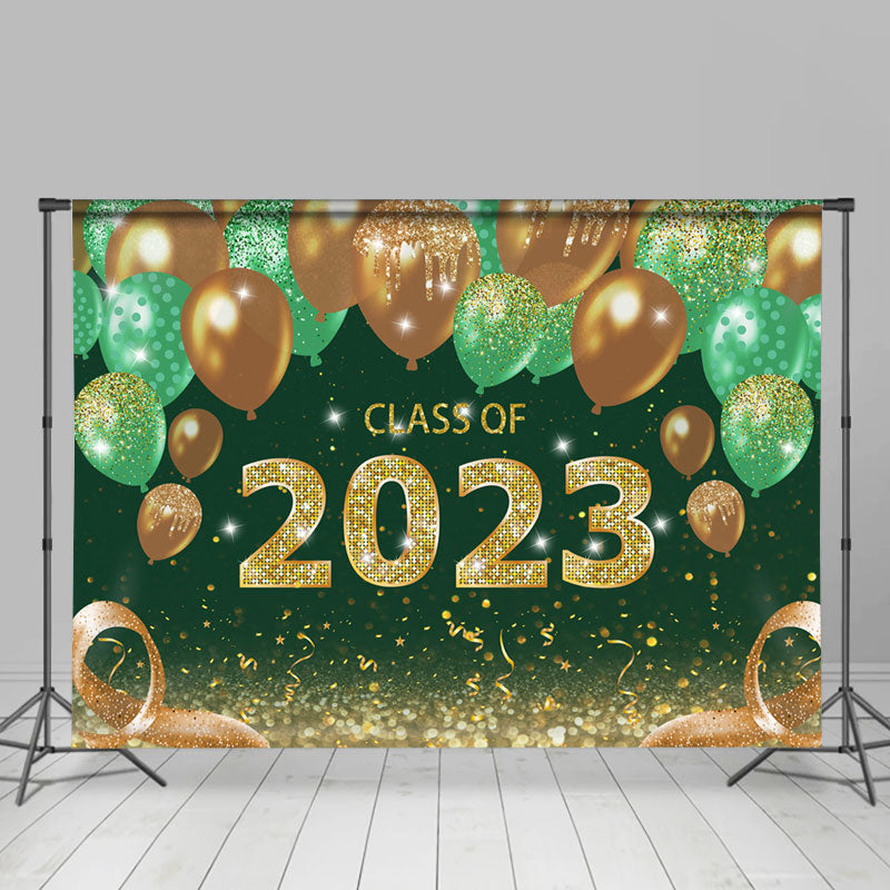 Lofaris Green Gold Balloon Class Of 2023 Graduation Backdrop