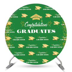 Lofaris Green Gold Glitter Round Congrats Grad Backdrop