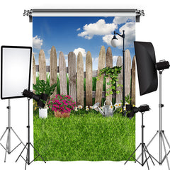 Lofaris Green Grass And Bule Sky Scene Themed Spring Backdrop