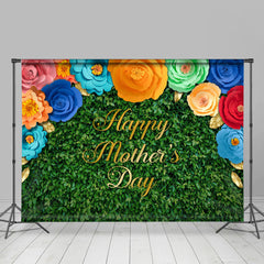 Lofaris Green Grass And Flowers Happy Mothers Day Backdrop