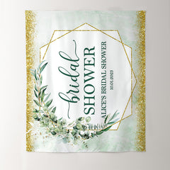 Lofaris Green Leaves and Gold Bokeh Bridal Shower Backdrop