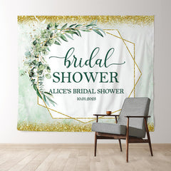 Lofaris Green Leaves and Gold Bokeh Bridal Shower Backdrop