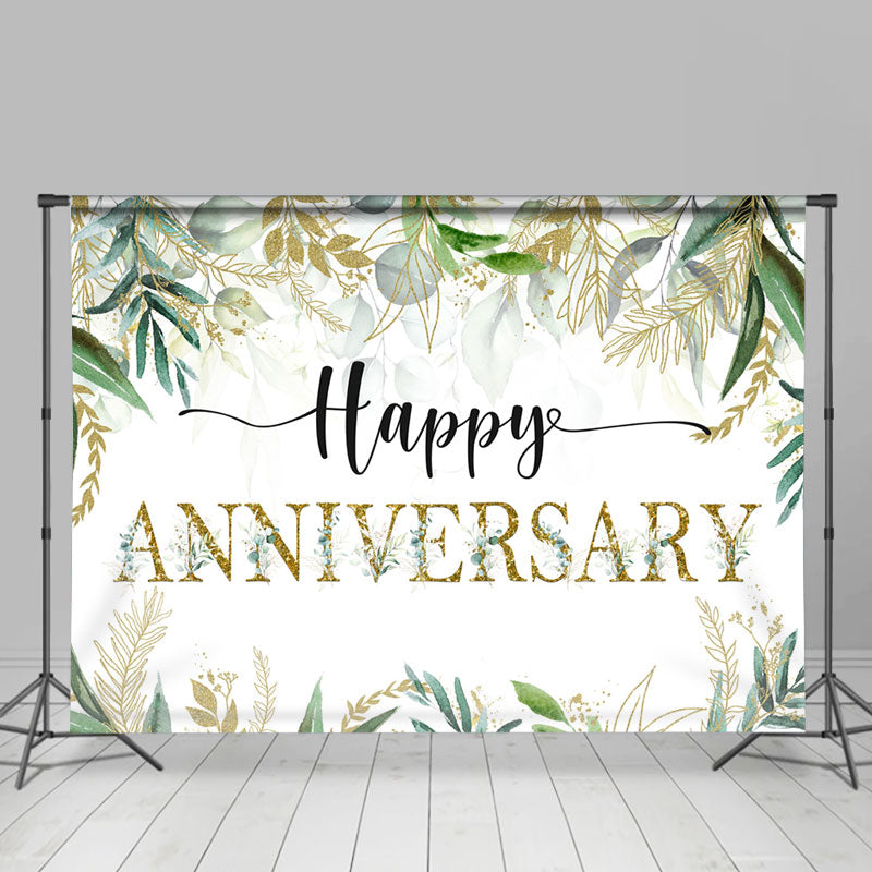 Lofaris Green Leaves Boho Happy Anniversary Party Backdrop