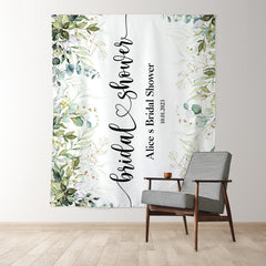 Lofaris Green Leaves Bridal Shower Simple Party Backdrop