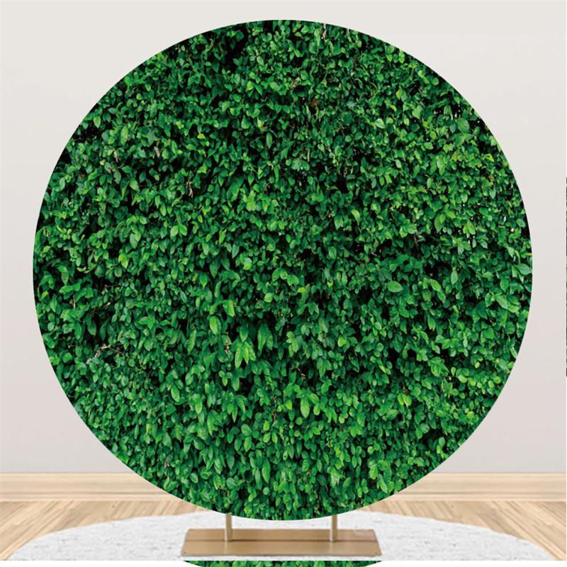 Lofaris Green Leaves Custom Round Baby Shower Party Backdrop