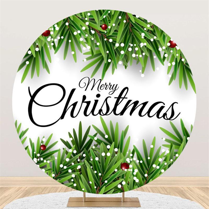 Lofaris Green Leaves Winterberry Rouns Chrismas Day Backdrop