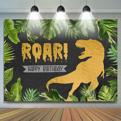 Lofaris Green Plant And Tyrannosaurus Rex Birthday Backdrop