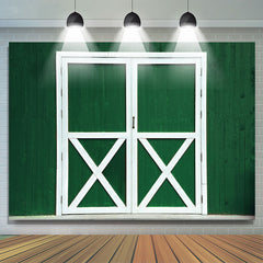 Lofaris Green With White Wooden Door Cowboy Birthday Backdrop