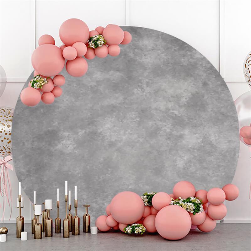 Lofaris Grey Abstract Simple Custom Circle Baby Shower Backdrop