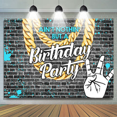 Lofaris Grey Brick With Blue Graffiti Birthday Party Backdrop