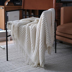 Lofaris Grey Woven Chenille Versatile Throw Blanket for Sofa Bed