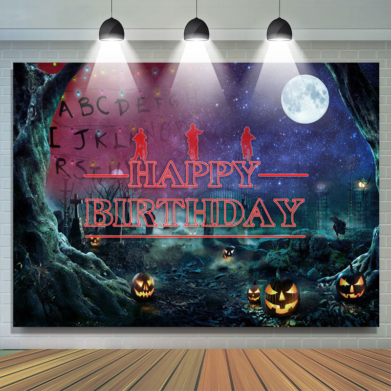 Lofaris Halloween Theme Moon Night Backdrop For Happy Birthday