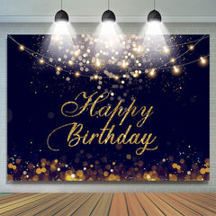 Lofaris Happy Birthday Gold Glitter Bokeh Backdrop for Party