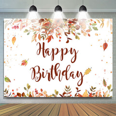 Lofaris Happy Birthday Red and Yellow Leaves Backdrop