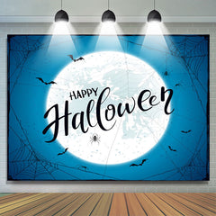 Lofaris Happy Halloween Moon Blue Backdrop for Party