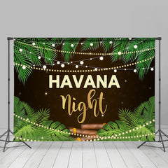 Lofaris Havana Night Green Leaves Backdrop for Dance Party