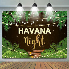 Lofaris Havana Night Green Leaves Backdrop for Dance Party