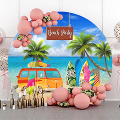 Lofaris Hawaii Coconut Summer Beach Party Round Backdrop