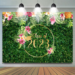 Lofaris Hawaii Floral Green Leaves Class Of 2023 Backdrop