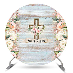 Lofaris He Is Resen Floral Wooden Circle Easter Backdrop