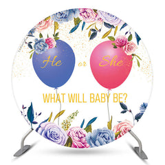 Lofaris He Or She Balloon Round Gender Reveal Backdrop