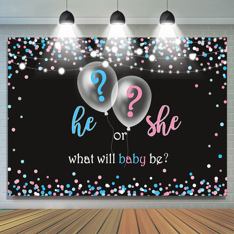 Lofaris He or She Blue and Pink Balloon Baby Shower Backdrop