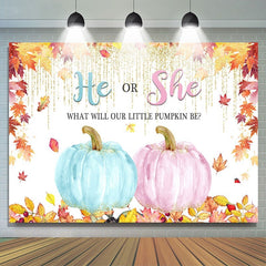 Lofaris He or She Bule and Pink Pumpkin Maple Autumn Backdrop