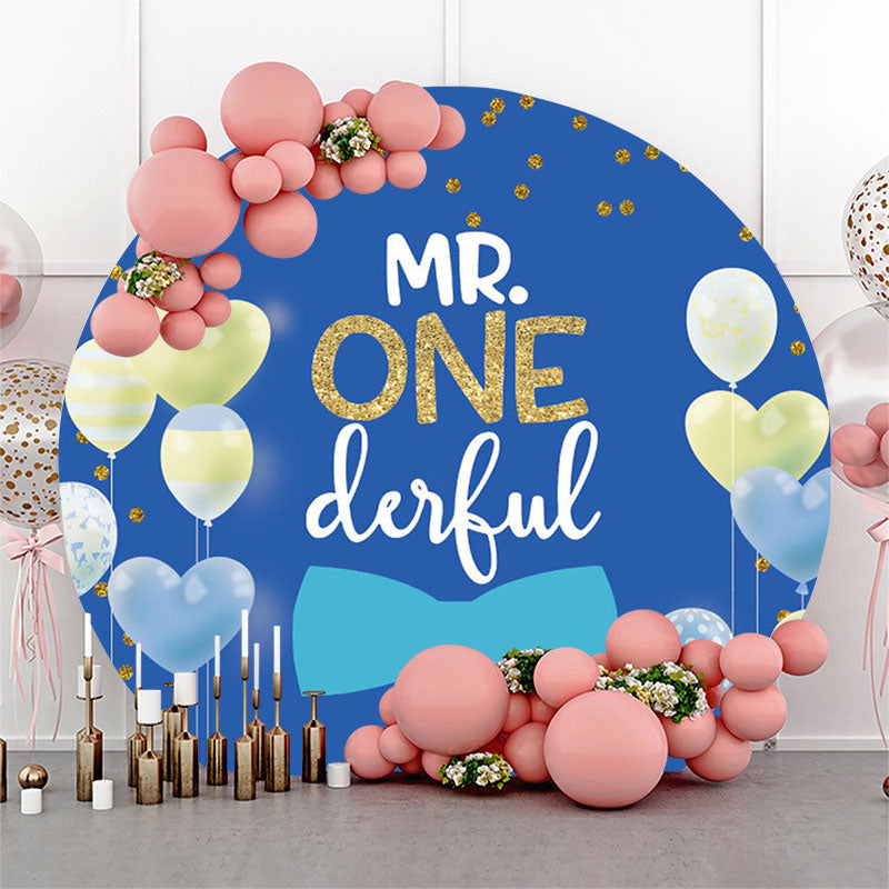 Lofaris Heart Balloon Boy Wild One Birthday Round Backdrop