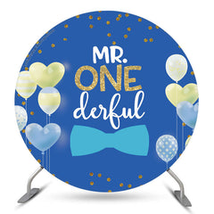 Lofaris Heart Balloon Boy Wild One Birthday Round Backdrop