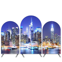 Lofaris High Buildings Night Theme Birthday Arch Backdrop Kit Banner