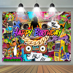 Lofaris Hip Hop Abstract Graffiti Themed Birthday Backdrop