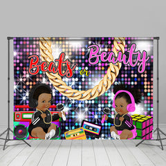 Lofaris Hip Hop Beats Or Beauty Glitter Baby Shower Backdrop