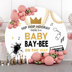 Lofaris Hip Hop Hooray White Round Baby Shower Backdrop