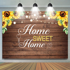 Lofaris Home Sweet Wooden Sunflower Housewarming Bakcdrop