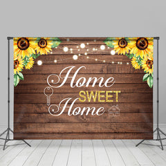 Lofaris Home Sweet Wooden Sunflower Housewarming Bakcdrop