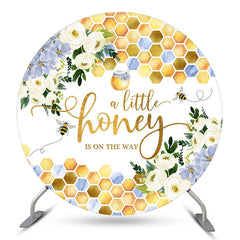 Lofaris Honey On The Way Bee Baby Shower Round Backdrop