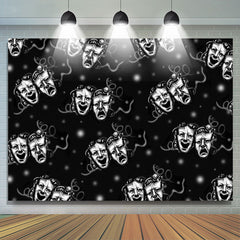 Lofaris Horrible And Scary Masks Black Halloween Backdrop