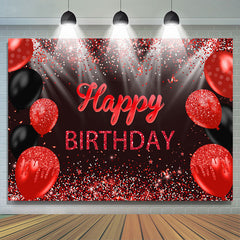 Lofaris Hot Red And Black Ribbion Balloons Birthday Backdrop