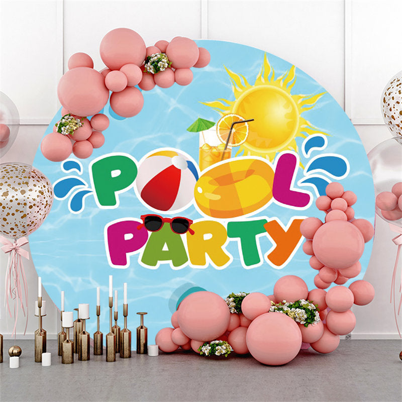 Lofaris Hot Summer Swimming Pool Party Circle Holiday Backdrop