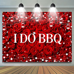 Lofaris I Do BBQ Red Rose Light Strip Bridal Shower Backdrop