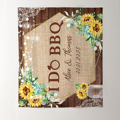 Lofaris I Do Bbq Sunflower Wood Party Backdrop for Wedding