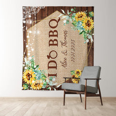 Lofaris I Do Bbq Sunflower Wood Party Backdrop for Wedding