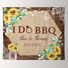 Lofaris I Do Bbq Sunflower Wood Party Backdrop for Wedding