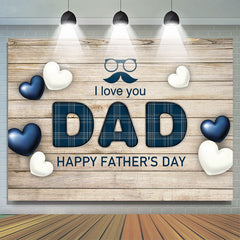 Lofaris I Love You Dad Happy Fathers Day Heart Wood Backdrop