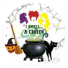 Lofaris I Smell A Child Circle Halloween Baby Shower Backdrop