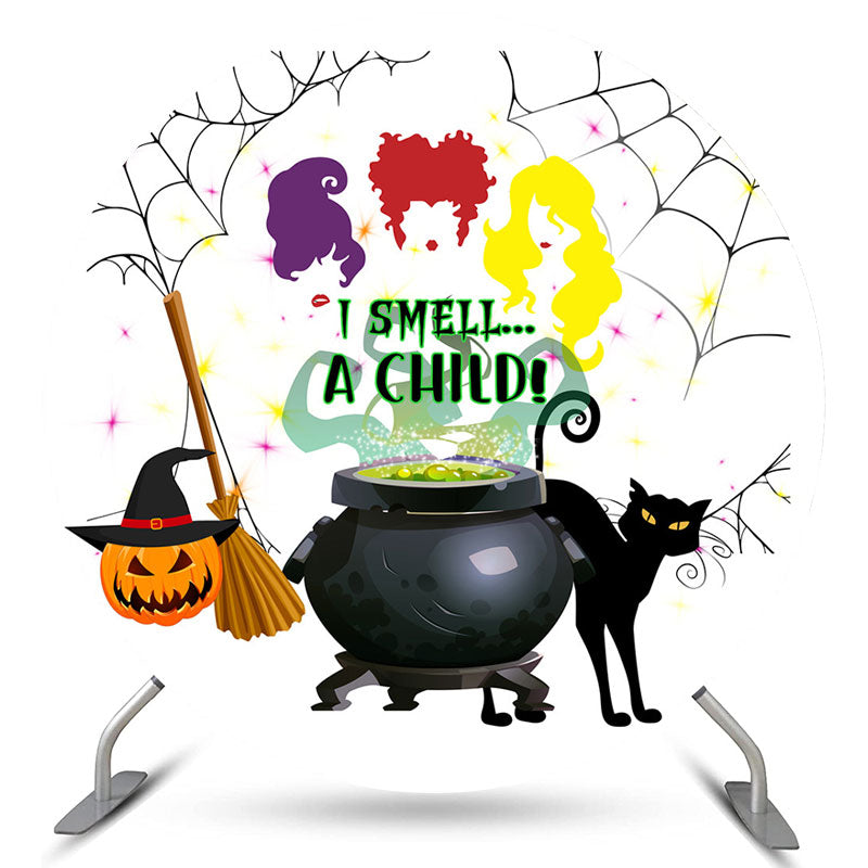 Lofaris I Smell A Child Circle Halloween Baby Shower Backdrop