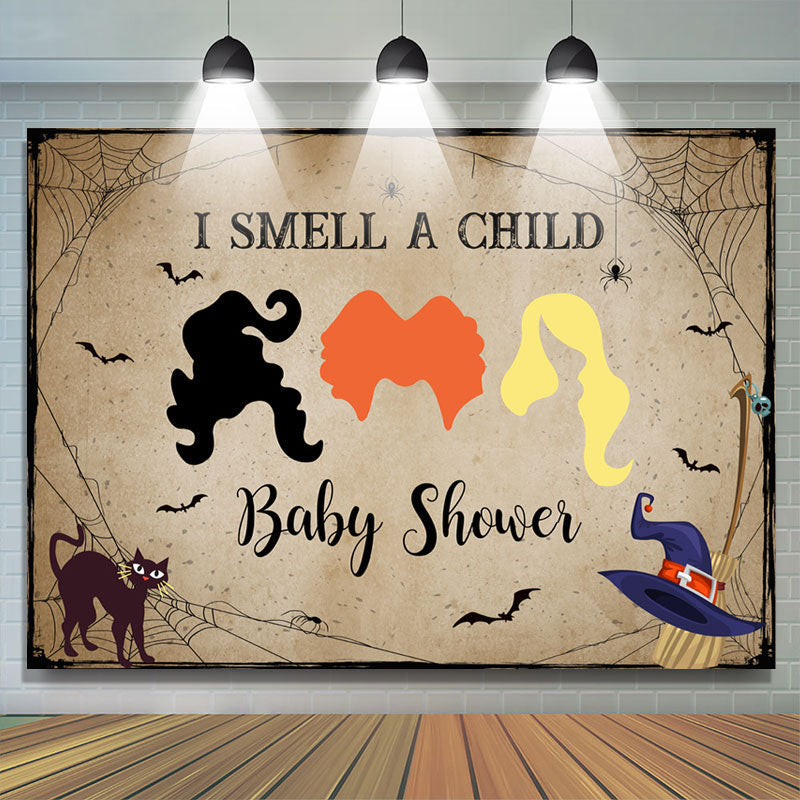 Lofaris I Smell A Child Halloween Theme Baby Shower Backdrop