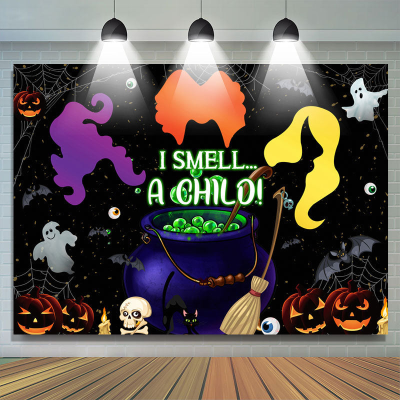 Lofaris I Smell A Chilo Black Pumpkin Happy Halloween Backdrop