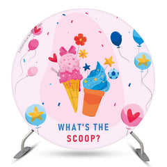 Lofaris Ice Cream Balloon Gender Reveal Round Backdrop Cover